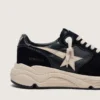 Herren-Sneaker mit Running Sole aus schwarzem Nappaleder und Wildleder mit weissem Stern