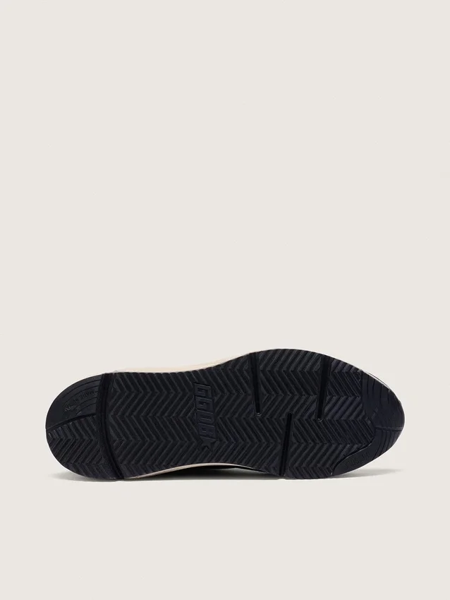 Herren-Sneaker mit Running Sole aus schwarzem Nappaleder und Wildleder mit weissem Stern