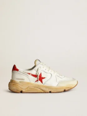 Herren-Sneaker mit Running Sole, Lederstern und Fersenlasche mit rotem Aufdruck