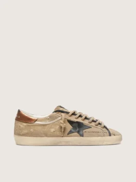 Herren-Super-Star LTD aus beigem Canvas mit schwarzem Lederstern