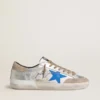 Herren-Super-Star LTD aus silbermetallischem Wildleder mit Lederstern und Fersenlasche aus Wildleder