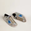 Herren-Super-Star LTD aus silbermetallischem Wildleder mit Lederstern und Fersenlasche aus Wildleder