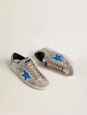 Herren-Super-Star LTD aus silbermetallischem Wildleder mit Lederstern und Fersenlasche aus Wildleder
