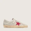 Herren-Super-Star LTD aus weissem Ponyleder mit rotem Stern aus Wildleder
