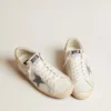 Herren-Super-Star mit Stern aus Wildleder und Fersenlasche aus Leder mit Platin-Schlangenprint