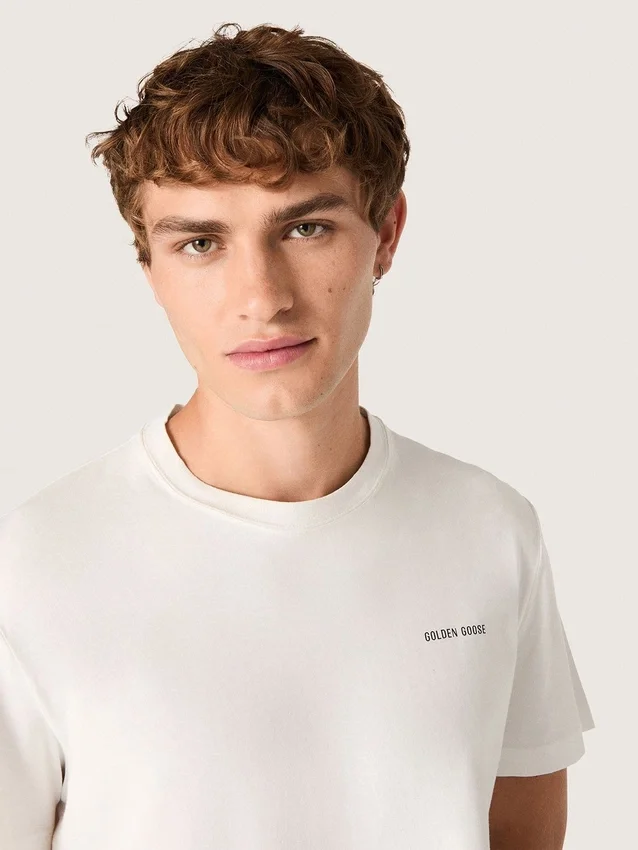 Herren-T-Shirt aus vintage-weissem Baumwolljersey