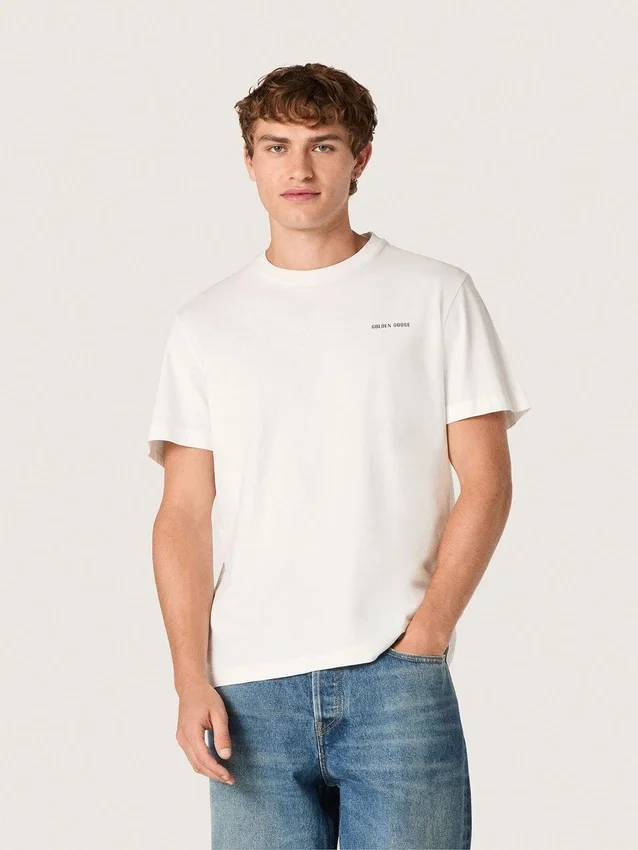 Herren-T-Shirt aus vintage-weissem Baumwolljersey