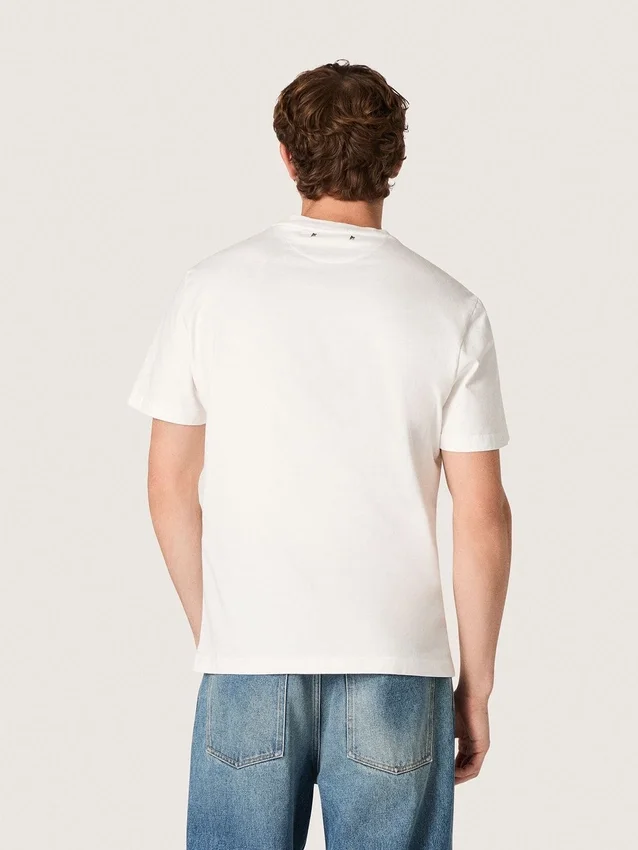 Herren-T-Shirt aus vintage-weissem Baumwolljersey