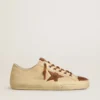 Herren-V-Star aus cremefarbenem Canvas mit tabakfarbenem Lederstern