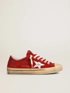Herren-V-Star aus dunkelrotem Wildleder mit silbernem Stern und Fersenlasche