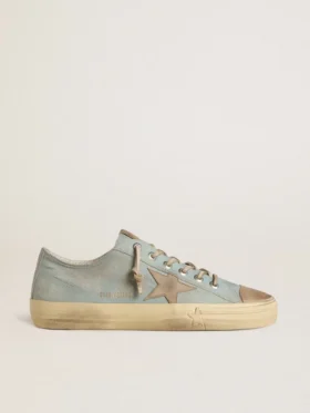Herren-V-Star aus hellblauem Canvas mit taubengrauem Lederstern