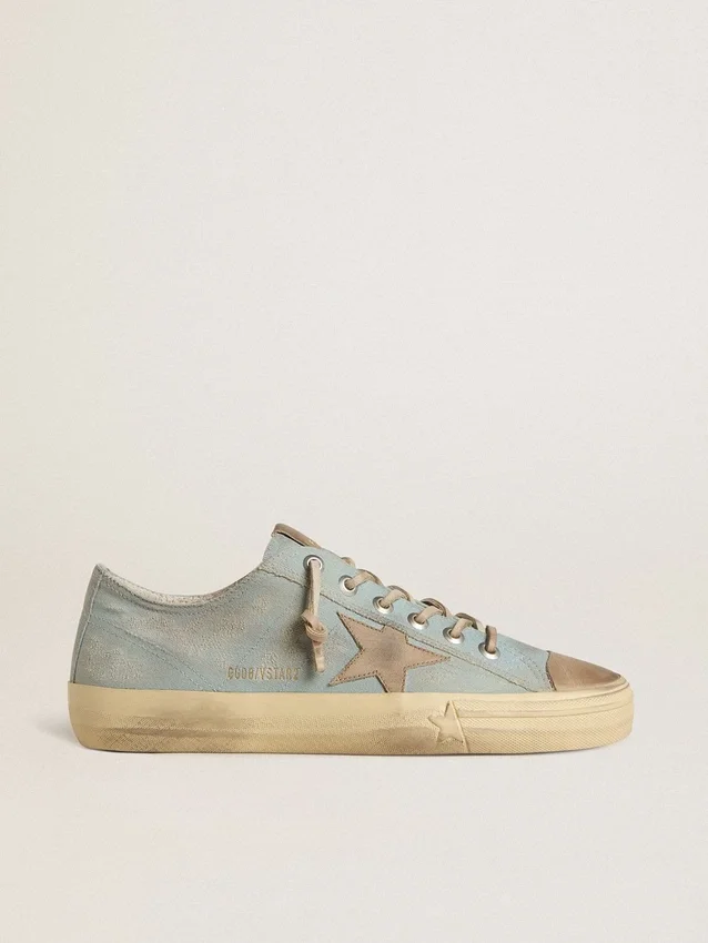 Herren-V-Star aus hellblauem Canvas mit taubengrauem Lederstern