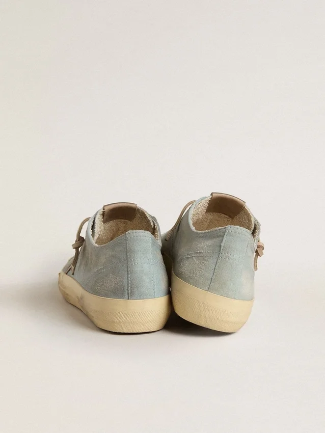 Herren-V-Star aus hellblauem Canvas mit taubengrauem Lederstern