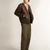 Herren-V-Star mit schwarzem Stern aus Wildleder und gesticktem Schriftzug