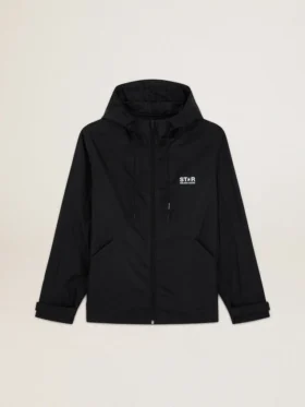 Herren-Windjacke mit kontrastierendem weissem Logo und Stern
