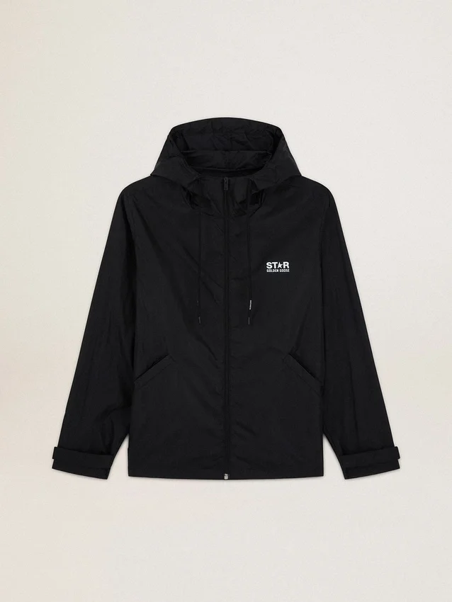 Herren-Windjacke mit kontrastierendem weissem Logo und Stern