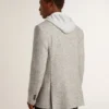 Herren-Zweireiher aus grauer Seide und Wolle mit Chevron-Muster