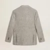 Herren-Zweireiher aus grauer Seide und Wolle mit Chevron-Muster