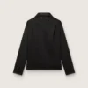 Herrenhemd aus schwarzem Wolltwill mit schwarzen Satin-Details