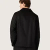 Herrenhemd aus schwarzem Wolltwill mit schwarzen Satin-Details