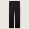 Herrenhose aus schwarzer, cooler Wolle mit Satin-Seitenstreifen