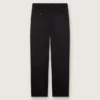 Herrenhose aus schwarzer, cooler Wolle mit Satin-Seitenstreifen