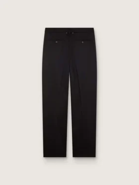 Herrenhose aus schwarzer, cooler Wolle mit Satin-Seitenstreifen