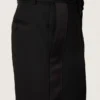 Herrenhose aus schwarzer, cooler Wolle mit Satin-Seitenstreifen
