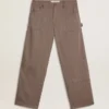 Herrenhose aus Wollmischung in hellbraunem Mikro-Chevron-Muster