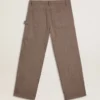 Herrenhose aus Wollmischung in hellbraunem Mikro-Chevron-Muster