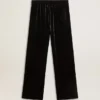 Herrenhose in Schwarz mit Samtoptik
