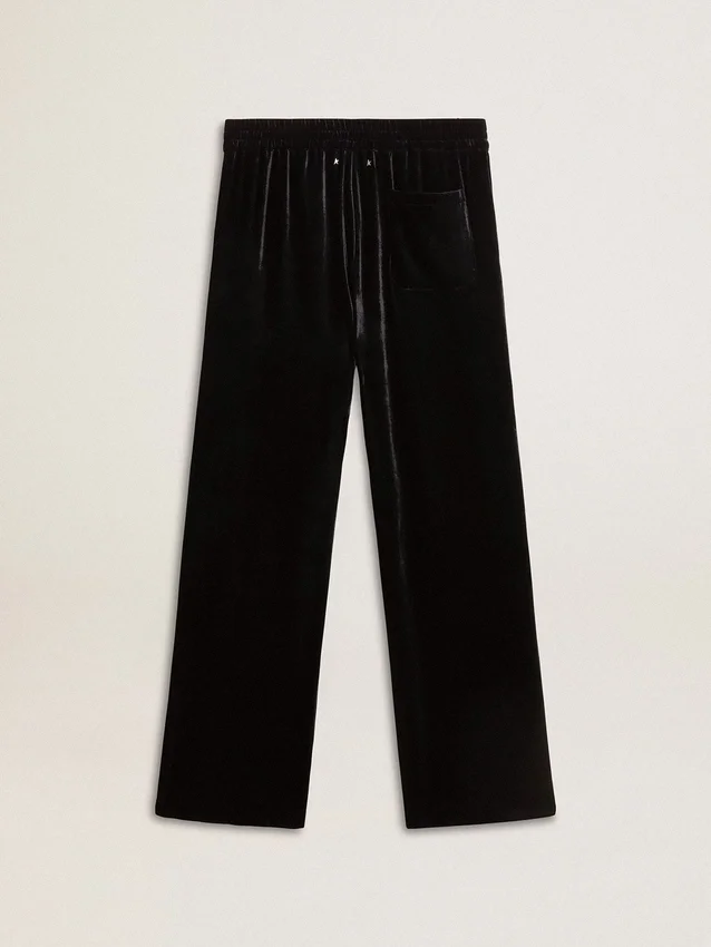 Herrenhose in Schwarz mit Samtoptik