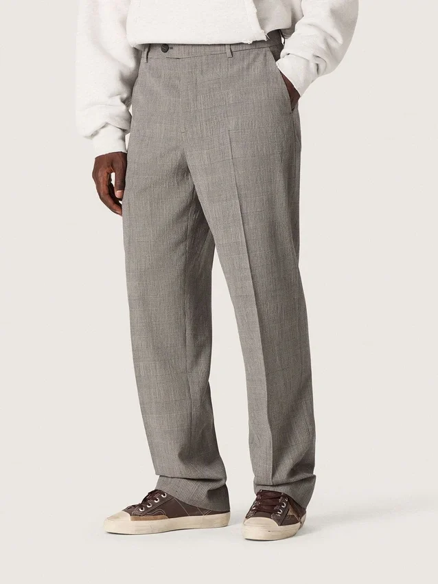 Herrenhose in Slim-Fit-Passform mit grauem Prince-of-Wales-Karomuster