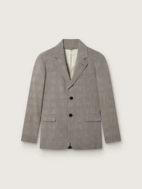 Herrenjacke aus grauer Wolle mit Prince-of-Wales-Karomuster