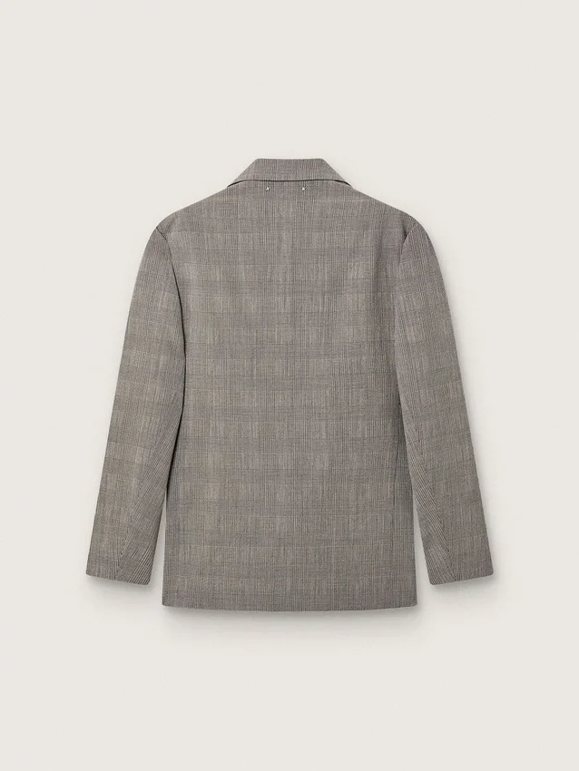 Herrenjacke aus grauer Wolle mit Prince-of-Wales-Karomuster
