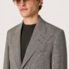 Herrenjacke aus grauer Wolle mit Prince-of-Wales-Karomuster