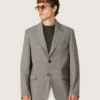 Herrenjacke aus grauer Wolle mit Prince-of-Wales-Karomuster