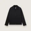 Herrenjacke mit Reissverschluss aus schwarzem Wollgabardine