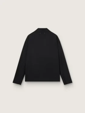 Herrenjacke mit Reissverschluss aus schwarzem Wollgabardine