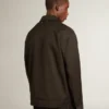 Herrenjacke mit Reissverschluss aus schwarzem Wollgabardine