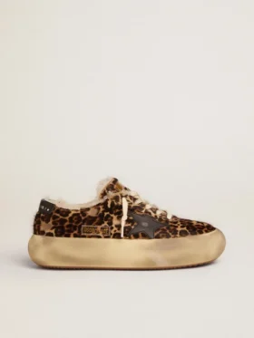 Herrenmodell «Space-Star» aus Ponyleder mit Animal-Print und Lammfellfutter
