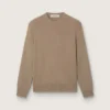Herrenpullover aus helltaupefarbener Bio-Baumwolle mit gesticktem Logo