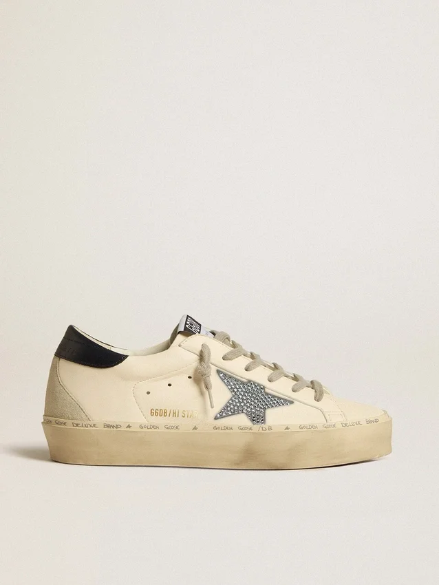 Hi Star aus Nappa mit Swarovski-Kristallstern und dunkelblauer Fersenlasche aus Leder
