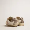 Hi Star aus weissem Leder mit rosa Stern aus Wildleder und rosa Glitzer-Fersenlasche
