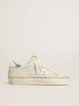 Hi Star aus Wildleder mit silbernem Stern aus Metallic-Leder und Fersenlasche