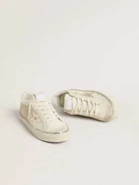 Hi Star aus Wildleder mit silbernem Stern aus Metallic-Leder und Fersenlasche