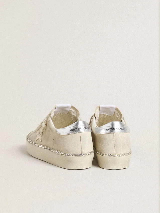 Hi Star aus Wildleder mit silbernem Stern aus Metallic-Leder und Fersenlasche