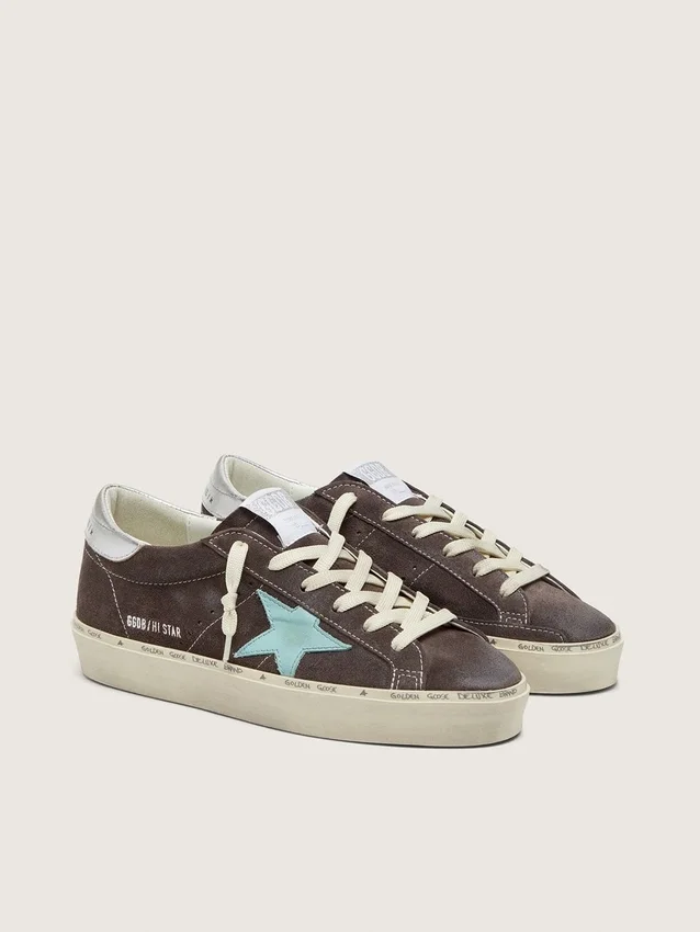 Hi Star für Damen aus dunkelgrauem Wildleder mit aquagrünem Stern
