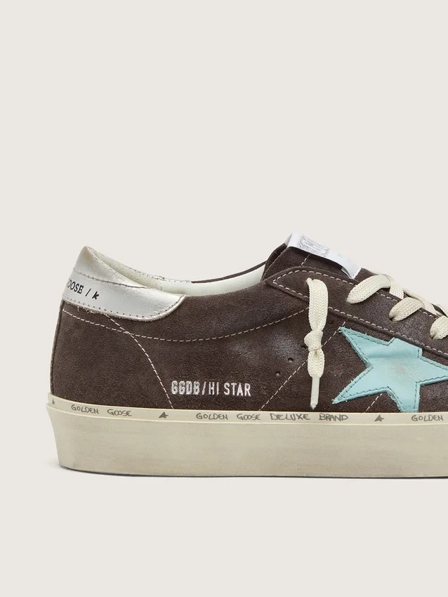 Hi Star für Damen aus dunkelgrauem Wildleder mit aquagrünem Stern