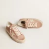 Hi Star für Damen aus rosa Wildleder mit cremefarbenem Stern und silberner Fersenlasche aus Leder